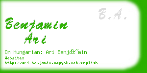 benjamin ari business card